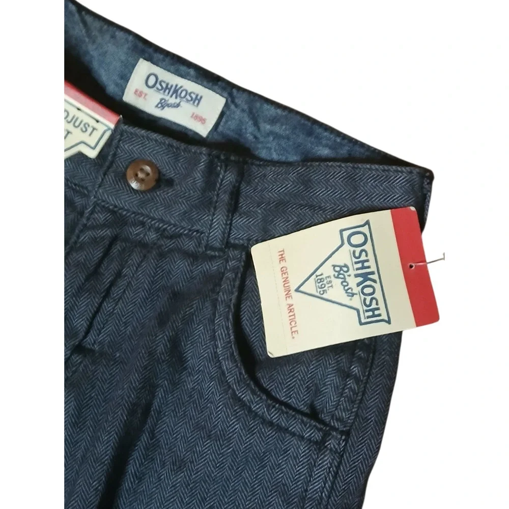 Oshkosh Boys Pants 4T Toddler E-Z Adjust Waist Cargo Dark Blue‎ 100% Cotton NWT